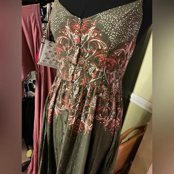Free People Floral Green Dress - Picture 4 of 5